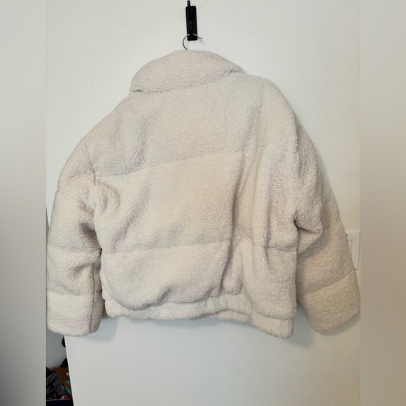 NEW Abercrombie & Fitch Sherpa Ultra Mini Puffer Jacket Bomber XXL Cream NWT - Picture 6 of 10